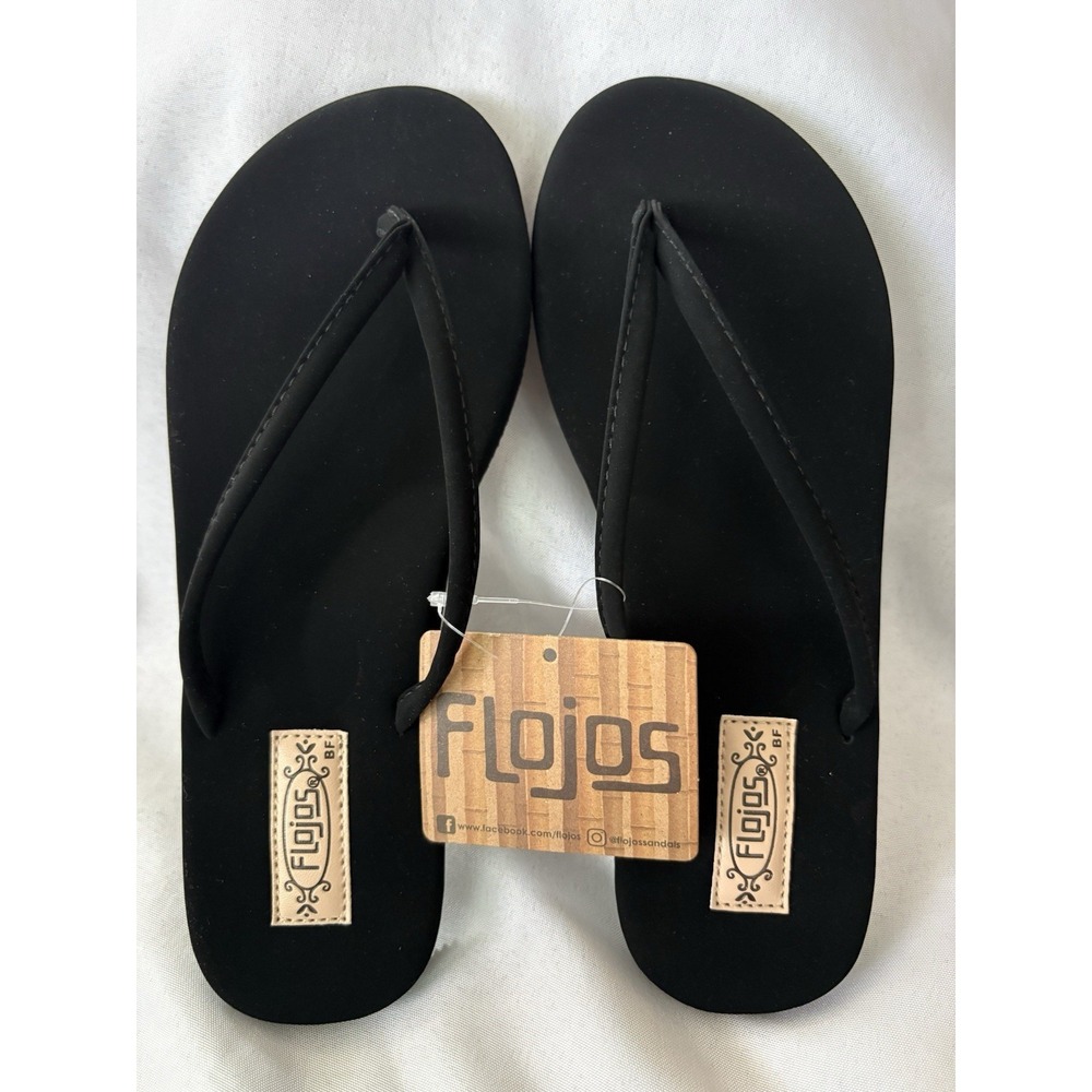 New Womens Flojos Fiesta Black Flip Flops Women's Size 7 Flojos Black Flip Flops